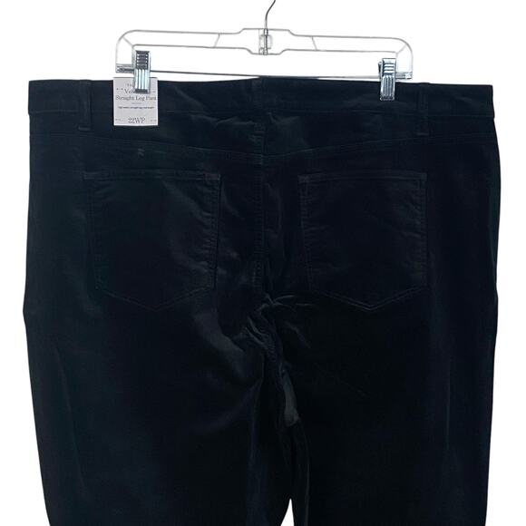 NWT TALBOTS 22WP Black Velveteen Straight Leg Pants Holiday Dressy Slimming - Picture 10 of 14
